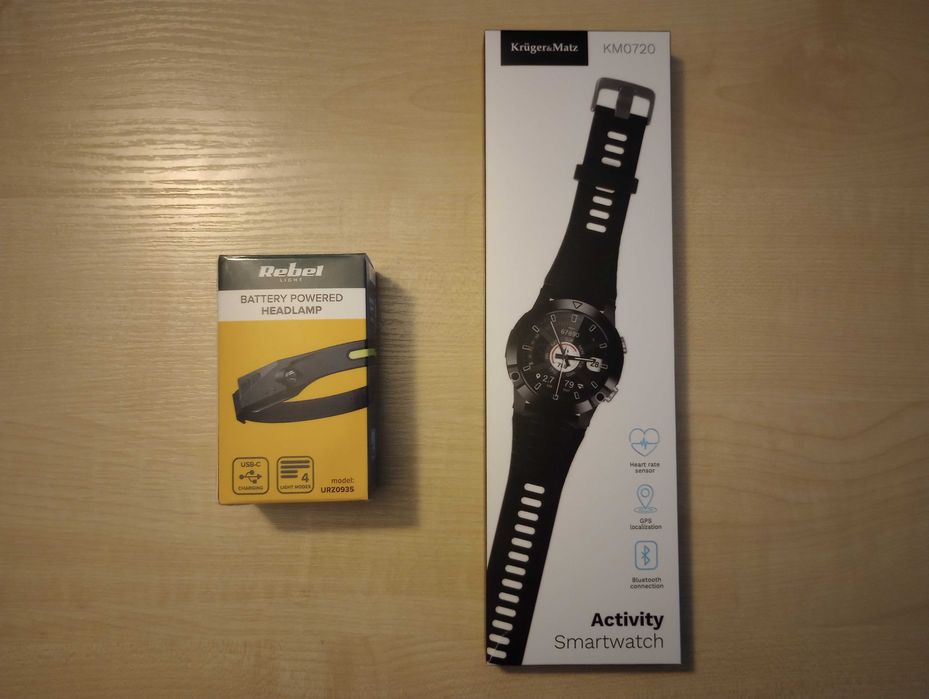 Zegarek sportowy Smartwatch Activity Black GPS + czołówka