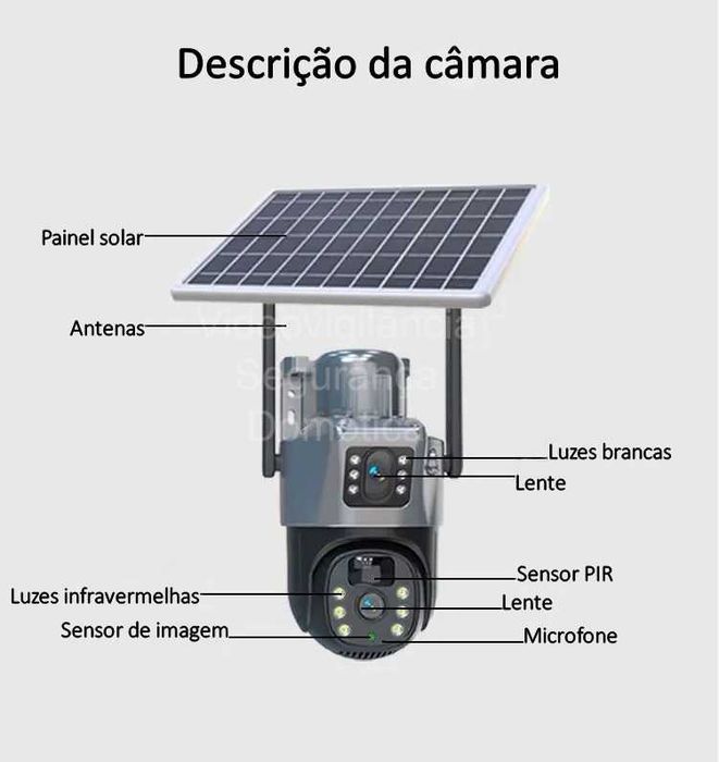Câmara Solar ‼️ 8MP 4K ‼️ Sem Fios ‼️ WiFi 4G ‼️ Visão Noturna Cores