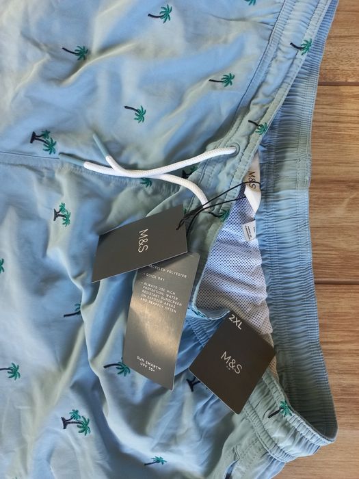 nowe męskie spodenki letnie - szorty plażowe -XXL-M&S-pas max-58cmx2