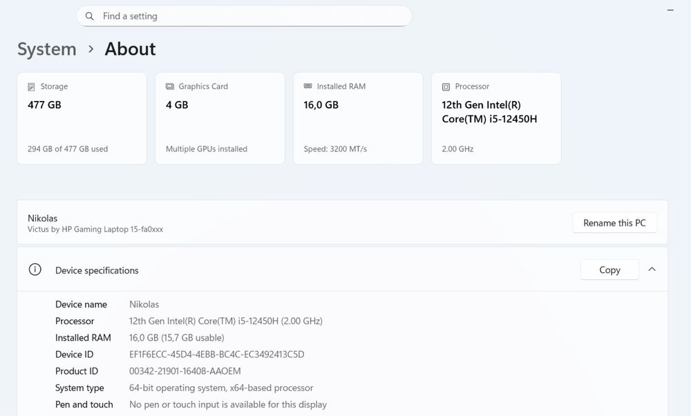 HP Victus 15-fa gaming laptop