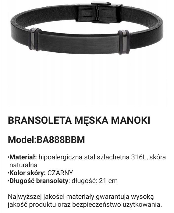 NOWA Bransoletka męska Manoki