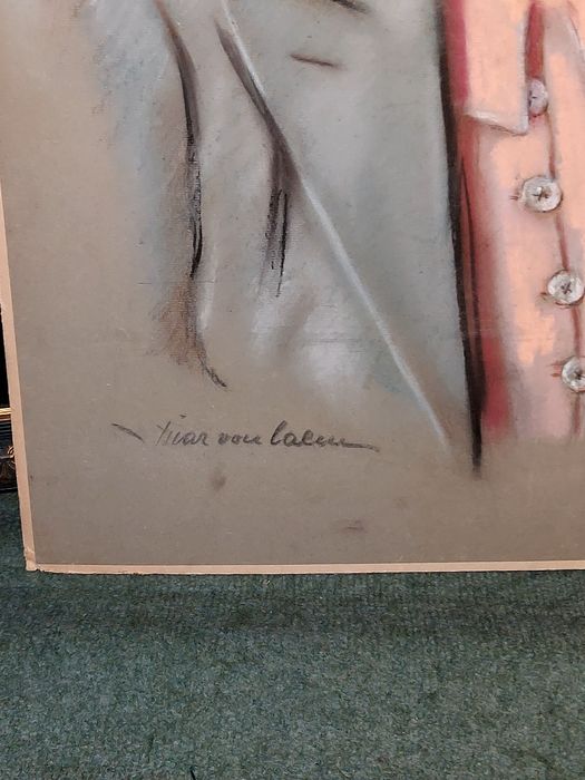 Bardzo ladny syg portret pastel stary 100% oryginal.