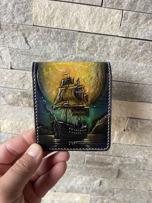 Чоловічий шкіряний гаманець,ручна робота,натуральна шкіра,подарунок