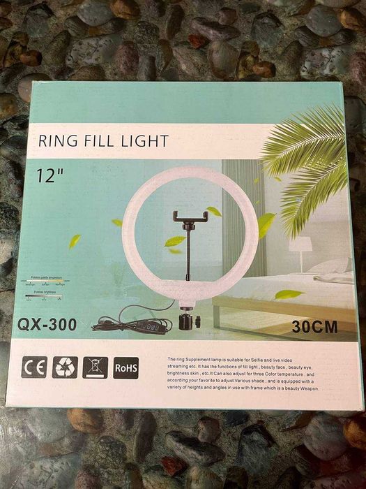 Кільцева лампа QX-300 30см 12". З пультом керування та живл. від USB