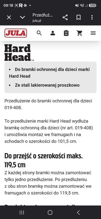 Bramka zabezpieczająca na schody rozporowa Jula