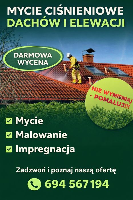 Mycie ciśnieniowe dachów i elewacji