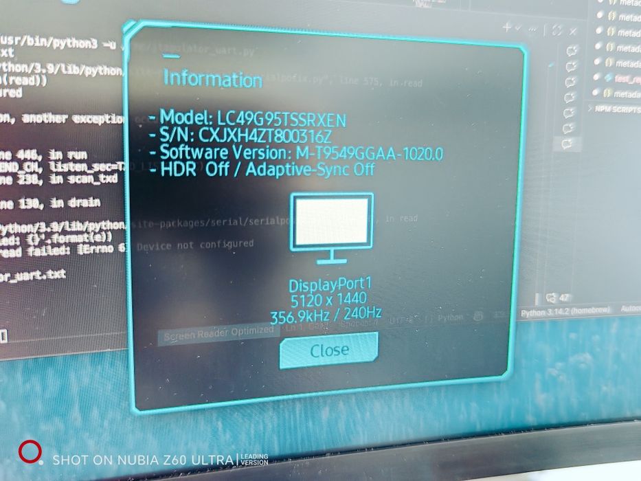 Samsung Odyssey G9 49 cali 240 Hz LC49G95TSSRXEn +Ergotron HX Desk