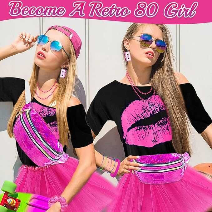 STRÓJ lata 80 przebranie NEON DISCO Q509 9 w 1 Roz. L Q509