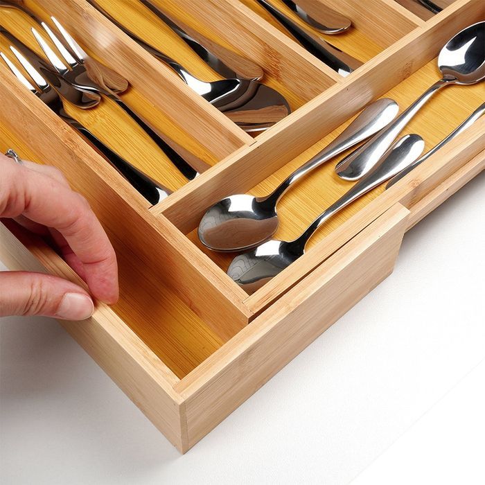 Wkład na sztućce do szuflady rozsuwany bambusowy 35,5-54,5x45,5 cm