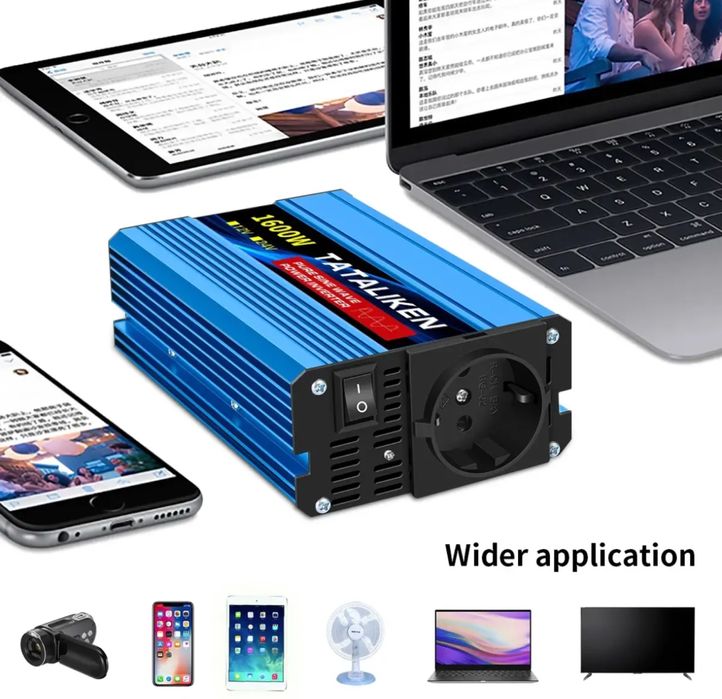 Інвертор Tataliken 1000W, 1600W  12-220v чистий (правильний) синус