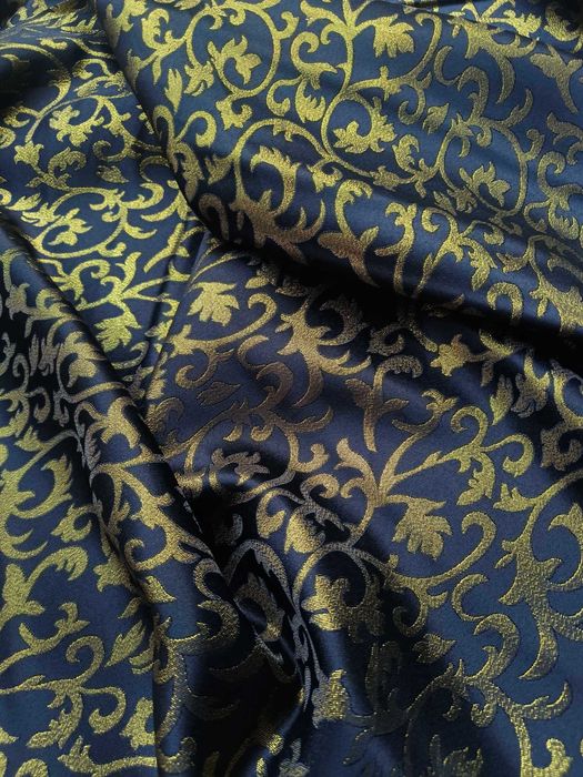 zasłony z metra CZARNY /stare ZŁOTO , szer 150 cm DWUSTRONNA