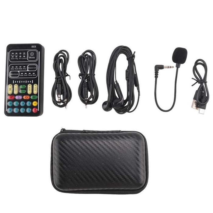 Trocador de Voz Portátil i9 com Microfone Efeitos Sonoros LED Compatível com Telemóvel PC Switch e Consolas novo