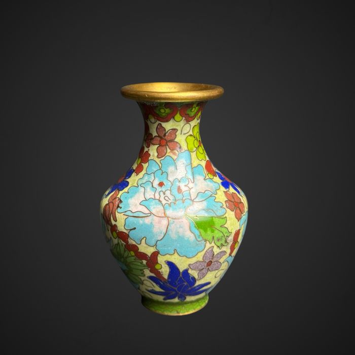 Wazonik wazon emalia cloisonne kolorowe kwiaty B51/082322
