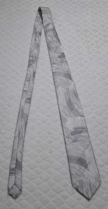 Krawat Wiktor, biały, srebrny, malowany pędzlem, 7,8cm, 150cm (Odzież)