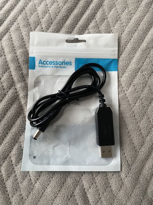 Кабель 5v на 12/9v з перетворювачем для роутера від паувербанка USB