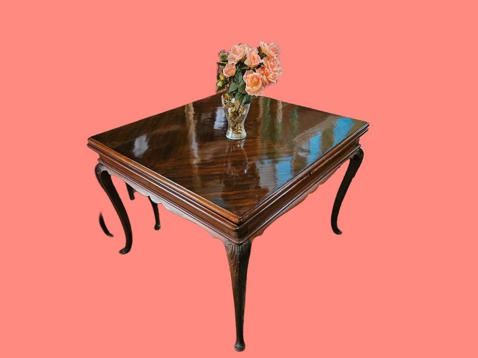 Mesa antiga estilo Queen Anne - Extensível - Bom estado geral - Só a