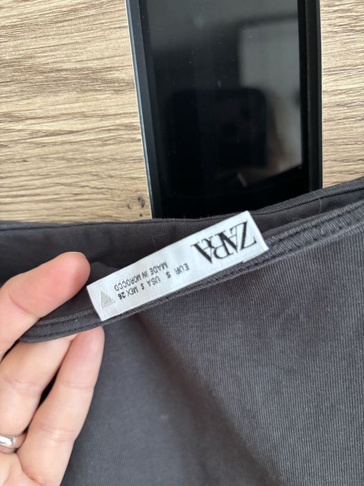 Szara sukienka midi grafitowa letnia bombka Zara S