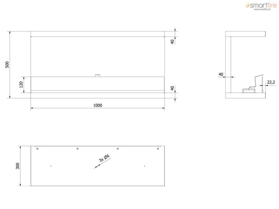 Lareira Bioetanol Kratki X-Ray, Lareira moderna para encastrar