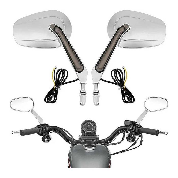 Espelhos Retrovisores LED Pisca Harley-Davidson Preto/Cromado