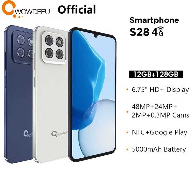 Смартфон Cwowdefu S28 6/128GB 6.75" HD+ 5000mAh Android 14 NFC