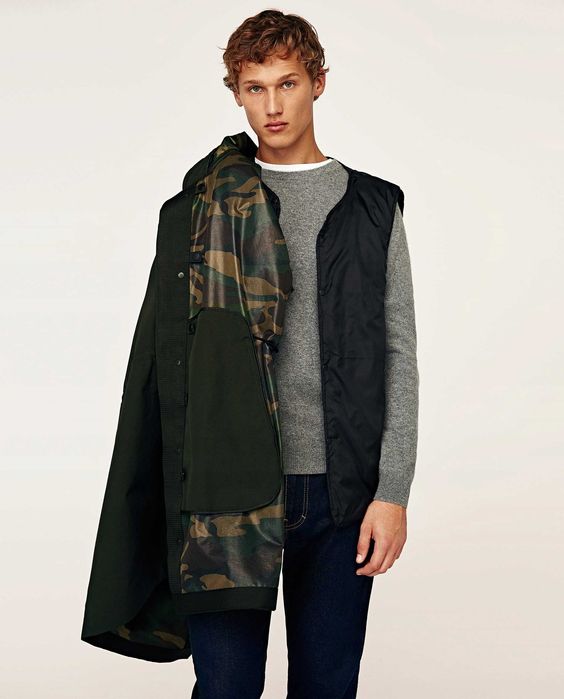 ZARA Luksusowa KURTKA PARKA zimowa moro kaptur 599 zł S-L