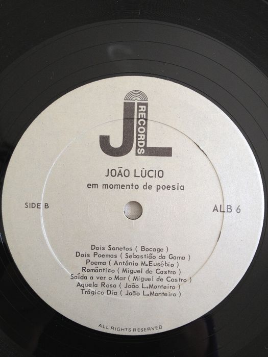 Disco Vinil "João Lúcio - Em Momento De Poesia"
