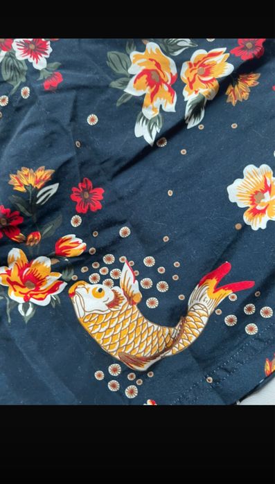 Szorty kąpielowe męskie Primark M granatowe w azjatyckie ryby i kwiaty