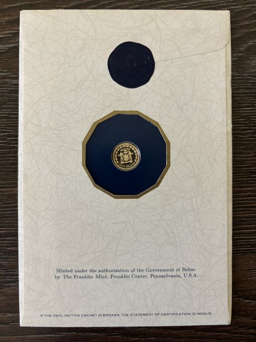 Золота монета Беліз 50 Dollar 1981 Franklin Mint Proof + сертифікат