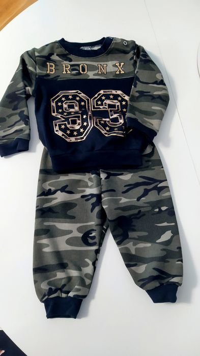 Komplet dresowy dla chłopca, moro, spodnie+bluza, dresik, r. 80