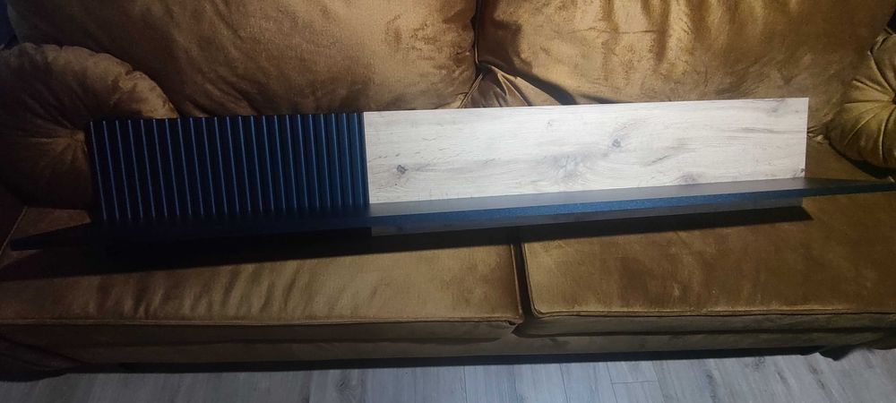 Półka loft loftowa dąb wotan czarny czarne lamele 150cm