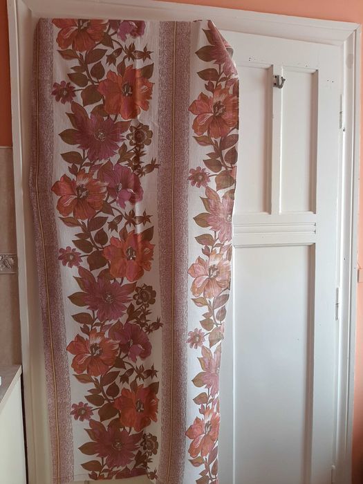 Stare lniane zasłony vintage tkanina len na przerobki