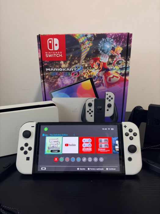 Nintendo switch oled + caixa + Gta + SD - Excelente estado