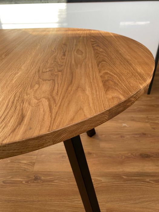 Stół okrągły- dębowy okrągły stół rozkładany- metal- producent