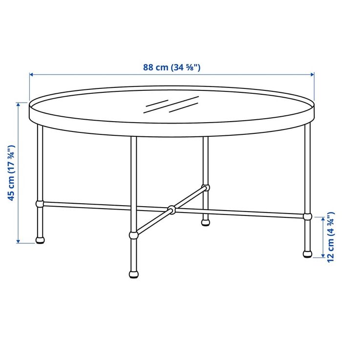 Mesa de centro Torsjo, efeito dourado/vidro, 88 cm