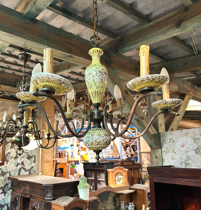 Żyrandol mosiężno-ceramiczny #8091 Stylowy Węgrów