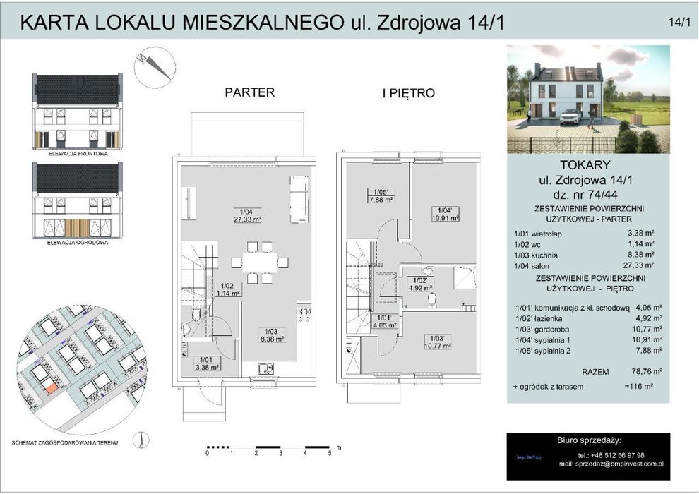 Mieszkanie dwupoziomowe z dużym ogrodem 116m2