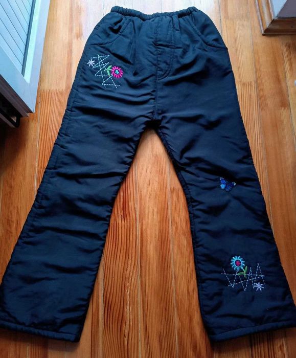 Дитячі зимові лижні теплі штани, напівкомбінезон - на дівчинку.