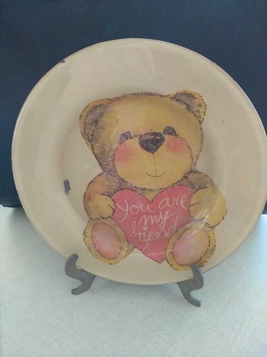 Prato ursinho pintado à mão