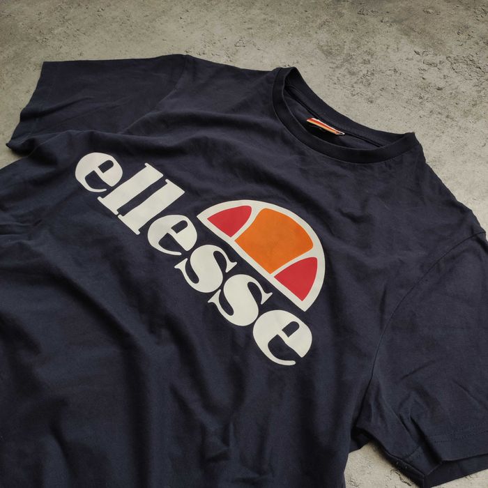 MĘSKA Koszulka Granatowa Duże Logo Ellesse Italia GYM Active CAsual