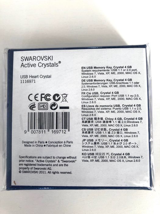 SWAROVSKI colar coração preto c/ USB