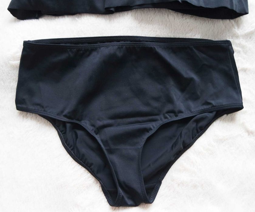 Strój kąpielowy dwuczęściowy bonprix NOWY 42 czarny falbana bikini