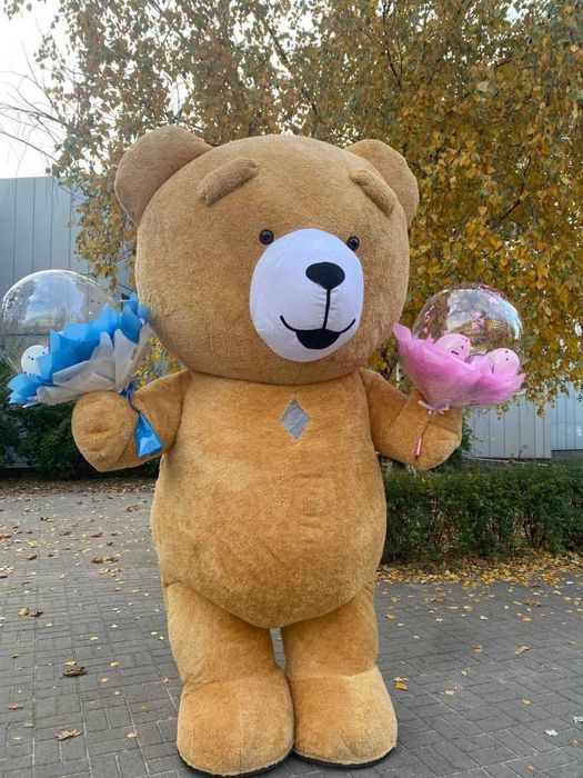 Ведмедик Тедді коричневый Аниматоры плюшевый поздравление Мишка шары
