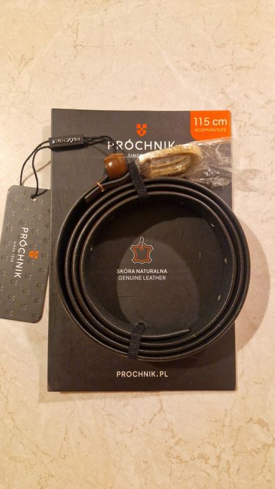 Pasek skórzany brązowy Próchnik 115 cm
