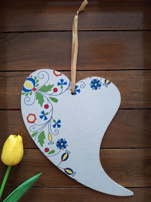 Serce kaszubskie z cytatem dla Babci i Dziadka - decoupage