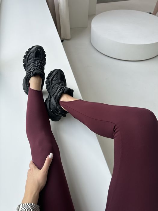 Гладкі еластичні лосини зі штрипками марсала бордо, S, M, L