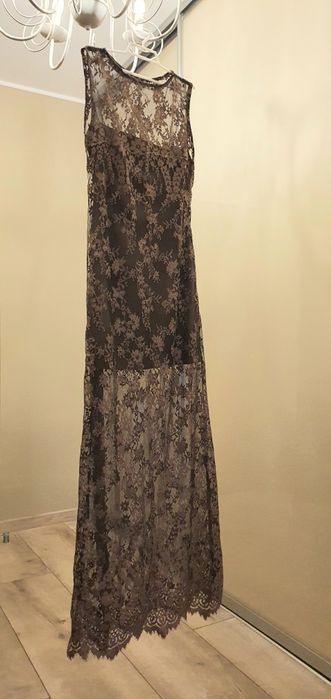 Платье в пол вечерние чёрное, красное, ажурное