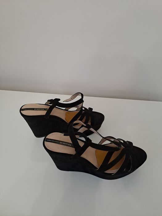 sandały Pull&Bear 39, platforma, czarny welur