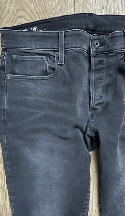 G-RAW jeansy czarno 3301 Straight Tapered 34/38