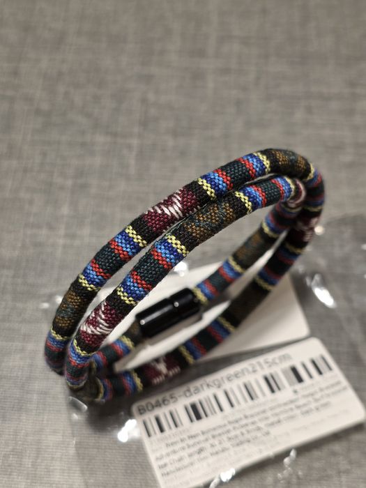 Bransoletka męska w stylu boho z linki oplatanej 21,5cm. Super!