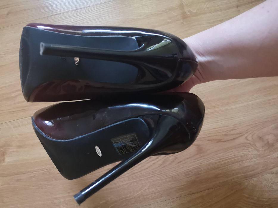 Szpilki Vices 37 eleganckie bordowe czarne